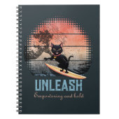 Sunset Wave-Riding Cat Notitieboek (Voorkant)