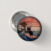 Sunset Wave-Riding Cat Ronde Button 3,2 Cm (Voorkant /achterkant)