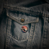 Sunset Wave-Riding Cat Ronde Button 3,2 Cm