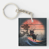 Sunset Wave-Riding Cat Sleutelhanger (voorkant)