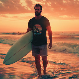 Sunset Wave-Riding Cat T-shirt