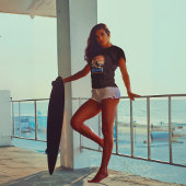 Sunset Wave-Riding Cat T-shirt