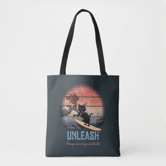 Sunset Wave-Riding Cat Tote Bag (Voorkant)