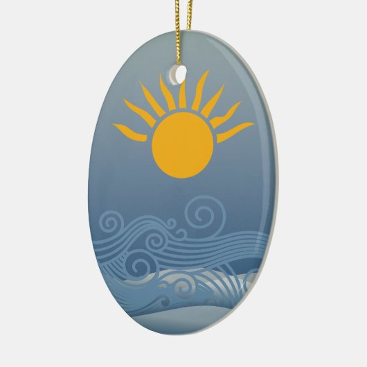 Sunset Waves Keramisch Ornament (Links)