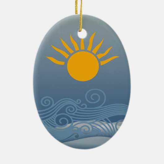 Sunset Waves Keramisch Ornament (Achterkant)