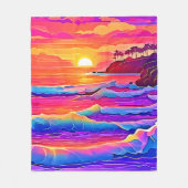 Sunset Waves: levendige kustdroom Fleece Deken (Voorkant)