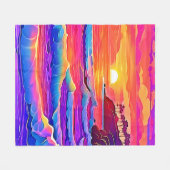 Sunset Waves: levendige kustdroom Fleece Deken (Voorkant (Horizontaal))