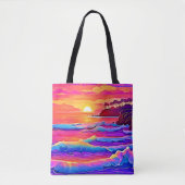 Sunset Waves: levendige kustdroom Tote Bag (Voorkant)