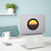 Sunset Waves Sticker (Laptop op bureau)