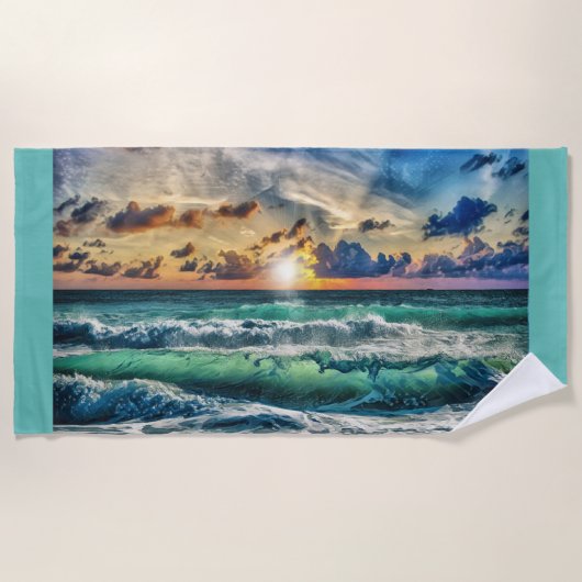 Sunset Waves Strandlaken (Voorkant)