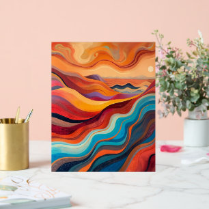 Sunset Waves - Warm Vibrant Abstract Landschap Pai Acryl Bord