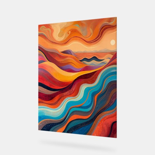 Sunset Waves - Warm Vibrant Abstract Landschap Pai Acryl Bord (Hoek)