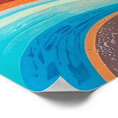 Sunset Waves - Warm Vibrant Abstract Landschap Pai Poster (Hoek)