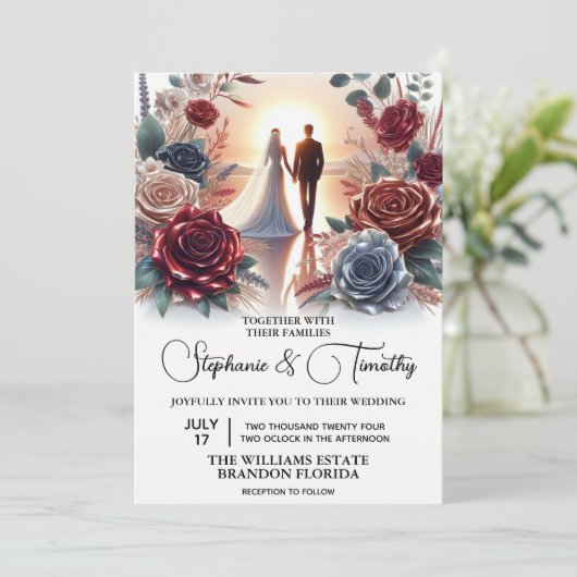 Sunset Wedding Kaart (Staand voorkant)