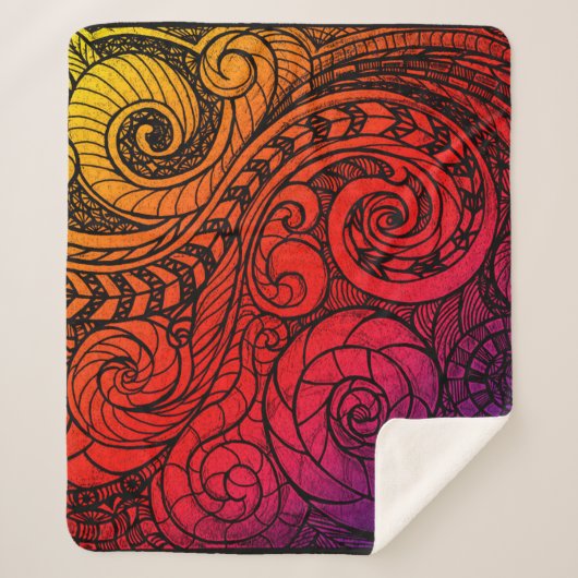 Sunset Wervel Cozy Sherpa Deken (Voorkant)
