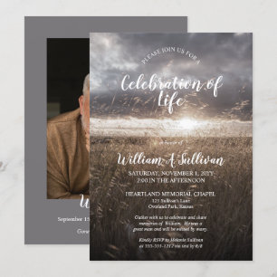 Sunset Wheat Field Photo Celebration of Life Kaart