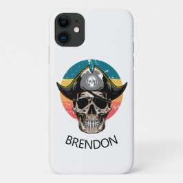 Sunset White Pirate Skull Hoesje-Mate iPhone Case