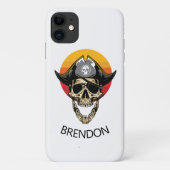 Sunset White Pirate Skull Hoesje-Mate iPhone Case (Achterkant)