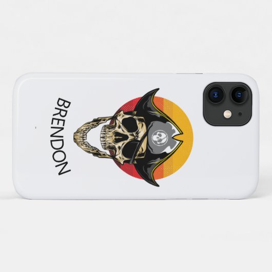 Sunset White Pirate Skull Hoesje-Mate iPhone Case (Achterkant (horizontaal))