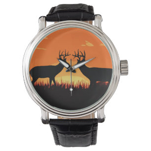 Sunset Whitetail Deer Horloge