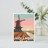 Sunset Windmill Holland Nederland Briefkaart (Staand voorkant)