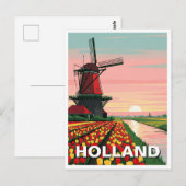 Sunset Windmill Holland Nederland Briefkaart (Voorkant / Achterkant)