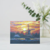 Sunset Windmill Painting Briefkaart (Staand voorkant)