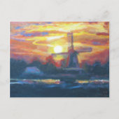 Sunset Windmill Painting Briefkaart (Voorkant)