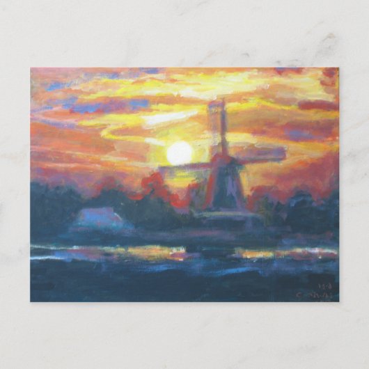 Sunset Windmill Painting Briefkaart (Voorkant)