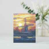 Sunset Windmill Painting Briefkaart (Staand voorkant)