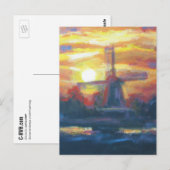 Sunset Windmill Painting Briefkaart (Voorkant / Achterkant)