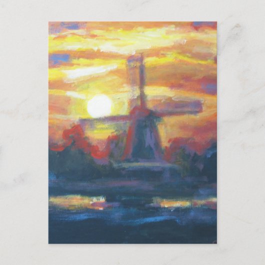 Sunset Windmill Painting Briefkaart (Voorkant)