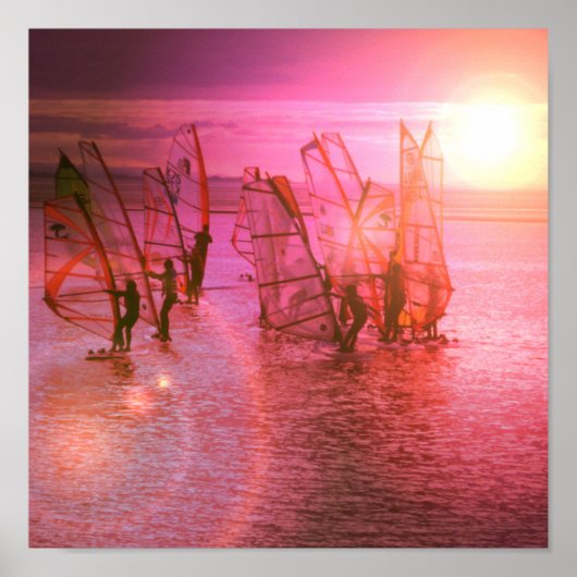 Sunset Windsurfing Poster Print (Voorkant)