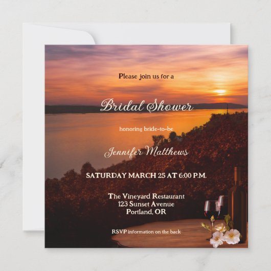 Sunset Winery of Vineyard Vrijgezellenfeest Kaart (Voorkant)