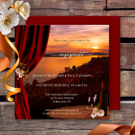 Sunset Winery or Vineyard Engagement Party Invitat Kaart