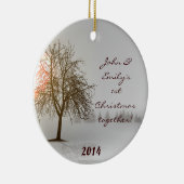 Sunset Winter Tree Bare gepersonaliseerde naam Orn Keramisch Ornament (Rechts)