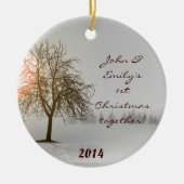 Sunset Winter Tree Bare gepersonaliseerde naam Orn Keramisch Ornament (Voorkant)