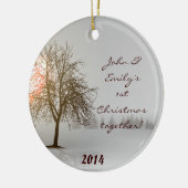 Sunset Winter Tree Bare gepersonaliseerde naam Orn Keramisch Ornament (Links)