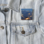 Sunset with Teacup Cloud Formation by STaylor Vierkante Button 5,1 Cm (In situ)