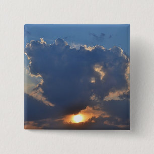 Sunset with Teacup Cloud Formation by STaylor Vierkante Button 5,1 Cm