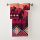 Sunset Woestijn Wilde Running Paarden Bad Handdoek (Insitu)