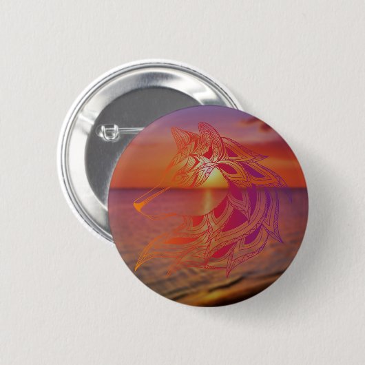 Sunset Wolf Button (Voorkant /achterkant)