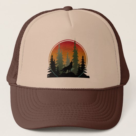 Sunset Wolf Natuur landschap Trucker Pet (Voorkant)