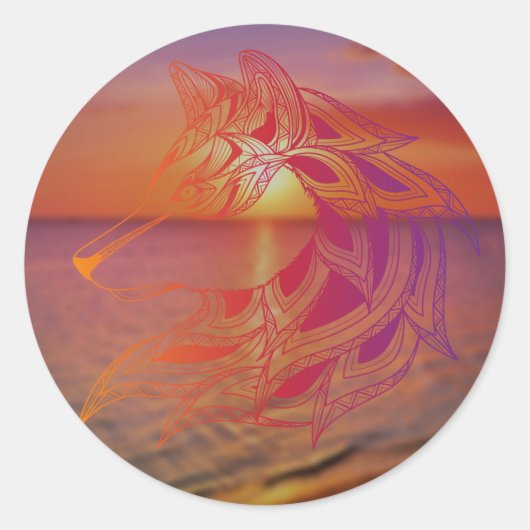 Sunset Wolf Sticker (Voorkant)