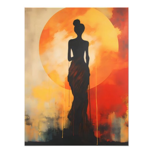 Sunset Woman Abstracte kunst Foto Afdruk (Voorkant)