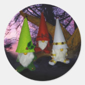 Sunset Woodland Gnomes Ronde Sticker (Voorkant)