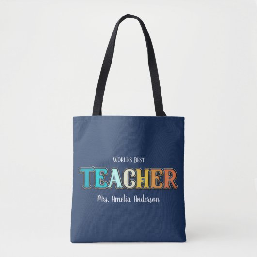 Sunset World's Best Teacher Appreciation Gift Tote Bag (Voorkant)