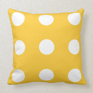 Sunset Yellow and White Polka Dot Omkeerbaar Kussen