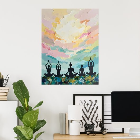 Sunset Yoga meditatie Poster (Thuiskantoor)