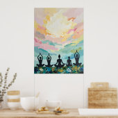Sunset Yoga meditatie Poster (Keuken)